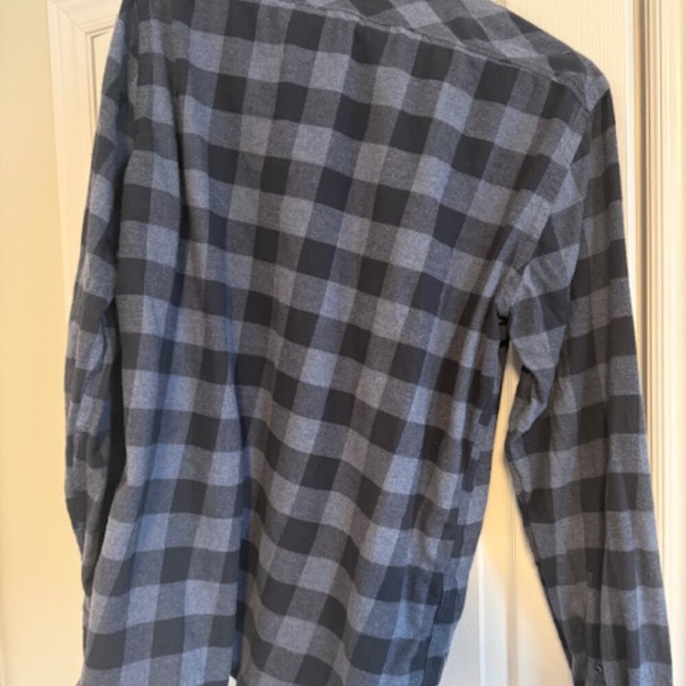 Hugo Boss Flannel Grey Checkered Button-Down - Picture 2 of 4